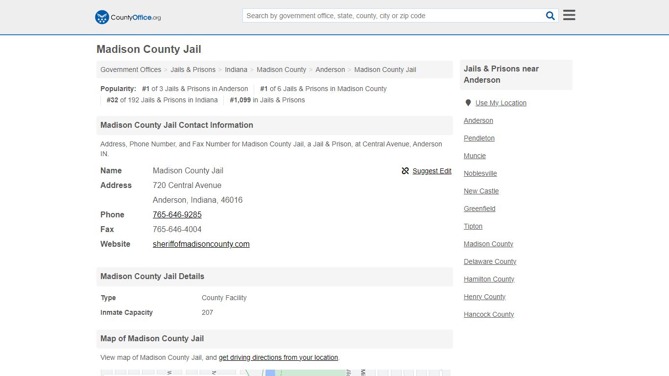 Madison County Jail - Anderson, IN (Address, Phone, and Fax)